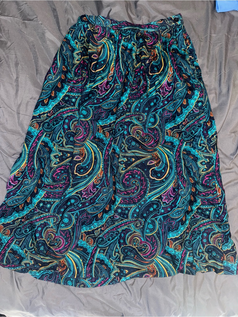 Alfred Dunner Teal, Black & Purple Paisley A-Line Skirt